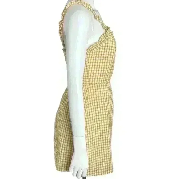 Lost+Wander Yellow Mimosa Ruffled Gingham Sleeveless Mini Dress - Picture 4 of 12